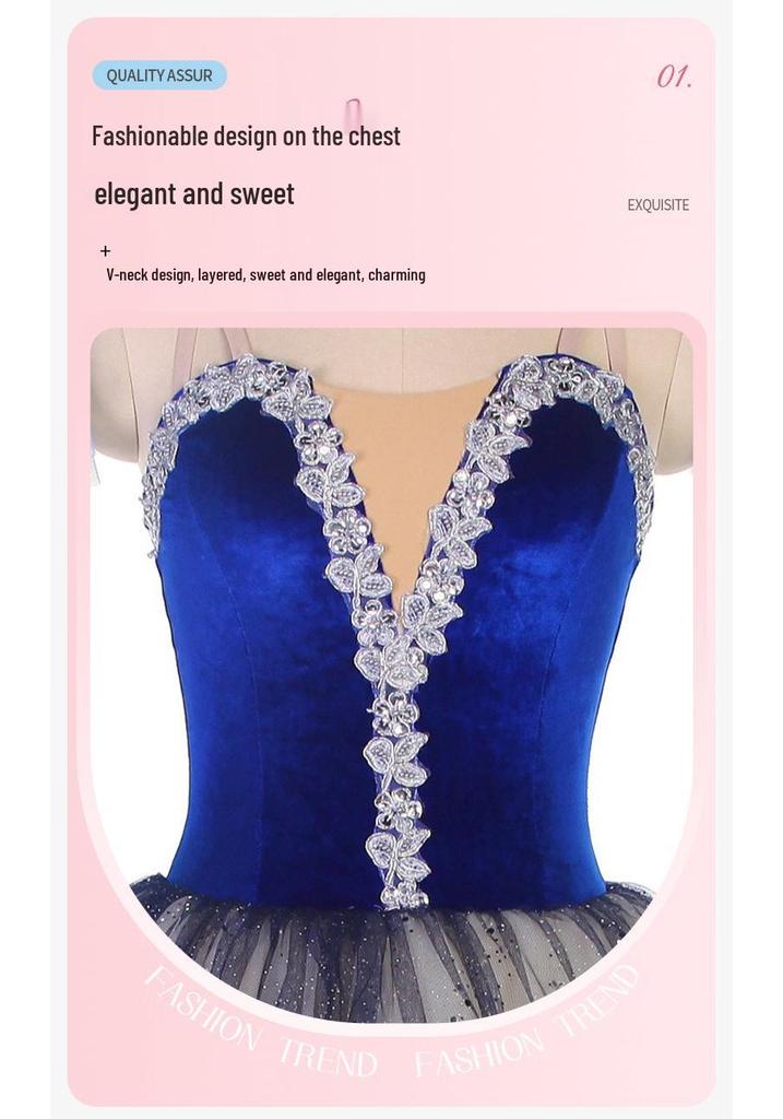 Children's and Adult Professional Ballet Performance Costume with Soft Gauze Puffy Skirt
