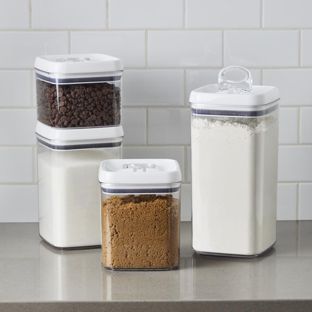 Flip-Tite Square Food Storage Canister 13.8 Cup Airtight Easy Open Lid BPA Free Durable Plastic Ideal Pantry Kitchen