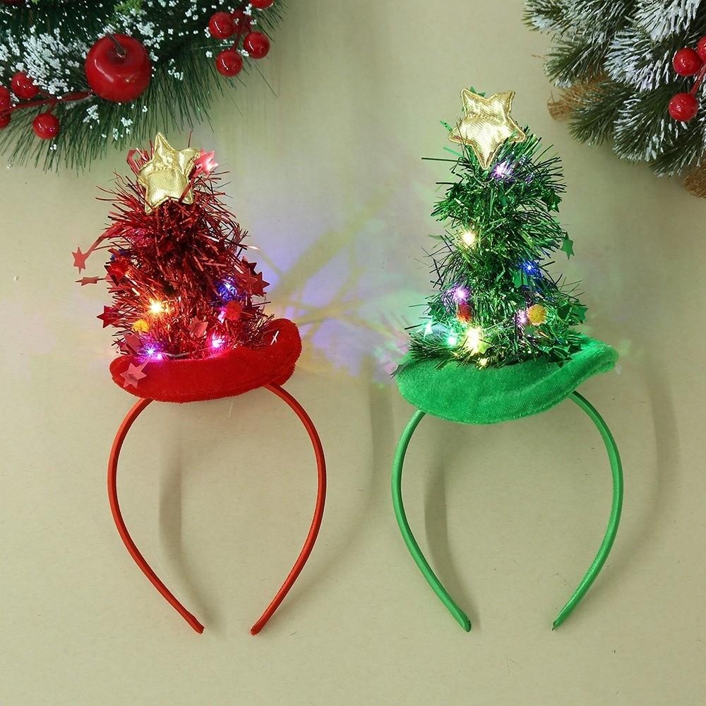 Star Xmas Hair Hoop Plush Texture Holiday Headwear Christmas Tree Headband Family Gathering