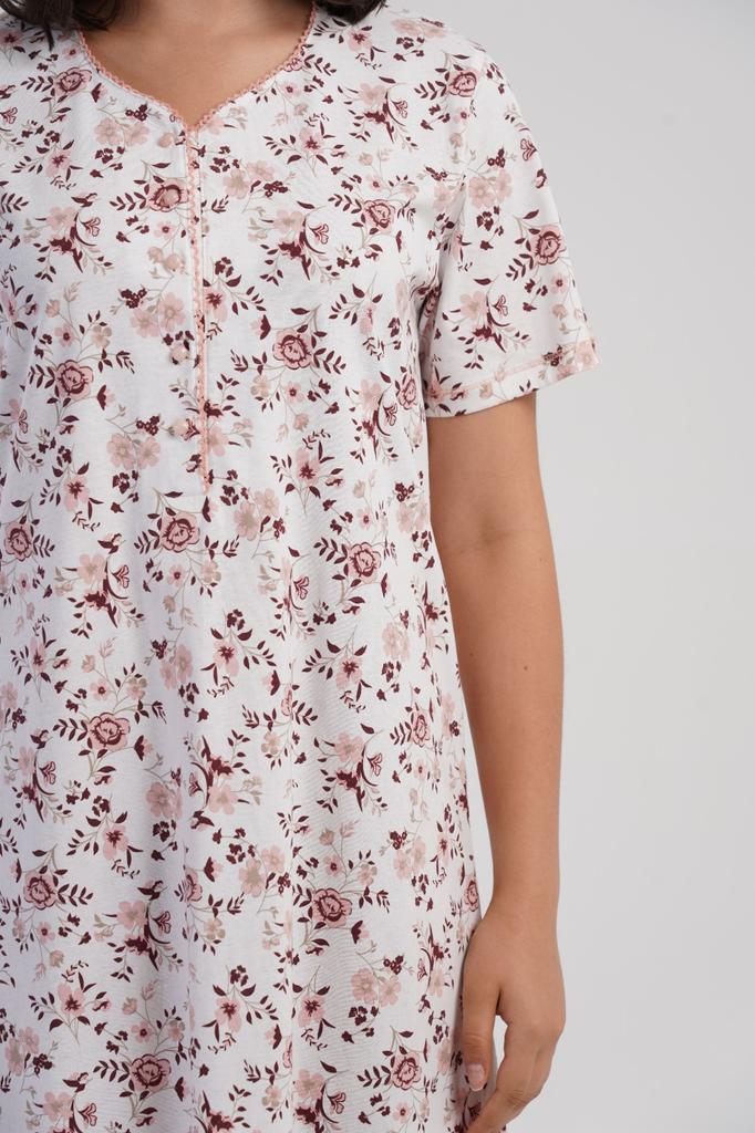 Koszula Nocna Damska Bawełniana Krótki Rękaw 4Xl Vienetta Elegancka Luźna