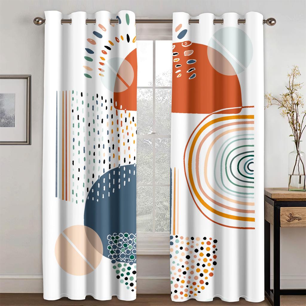 Abstrakte Geometrische Böhmische Kunst Graffiti Morandi Lichtfilternde Vorhänge Fenstergardinen für Wohnzimmer Schlafzimmer Dekor 2 Stück
