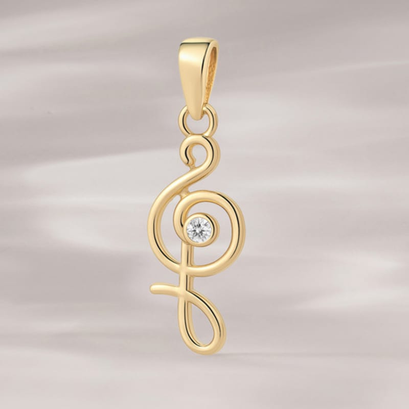 JEWNEL 14K Melody Note Cubic Drop Gold Pendant
