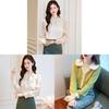 Romantic French Collared Butterfly Tie Blouse With 3d Effect For Spring Office Wear