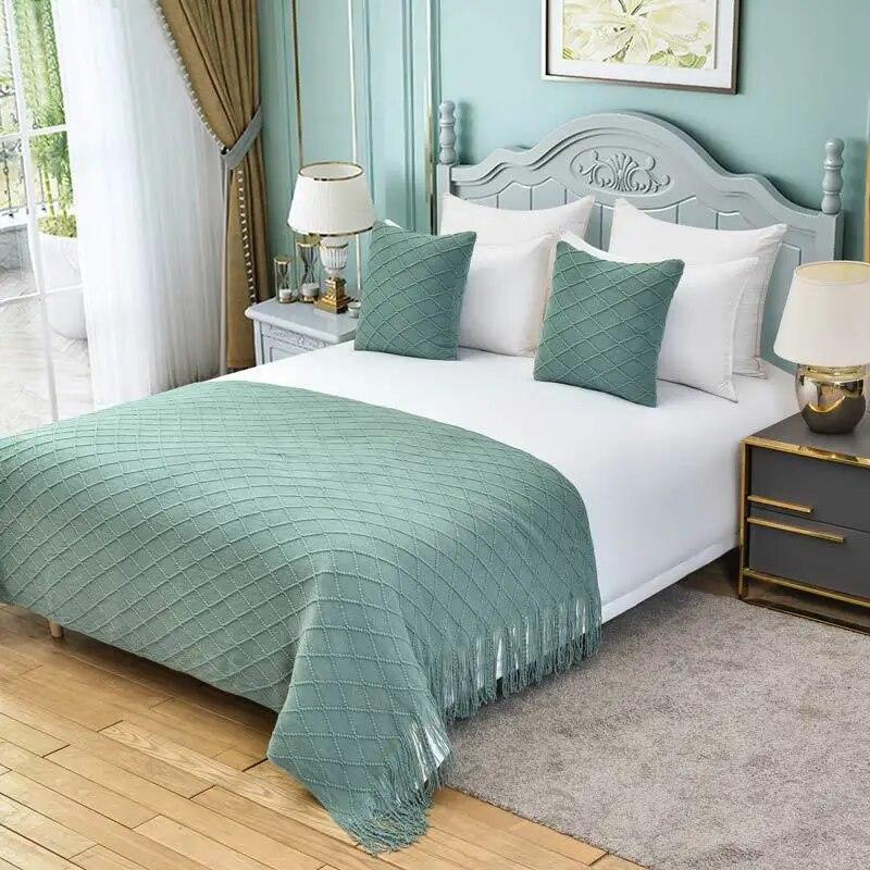 Bed End Scarf B&B Apartment Decoration Knitted Sofa with Scarf Hotel Bed Cover Bed End Blanket Hotel Bed Flag