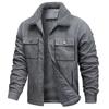 Men's Suede Fleece Lined Casual Jacket, Autumn & Winter Loose Fit Plus Size Warm Outerwear