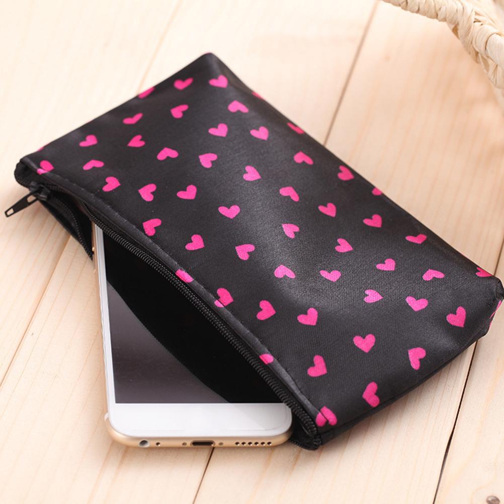 Yousheng Case Heart Dot Print Toiletry Wash Organizer Portable Travel Cosmetic Bag Makeup