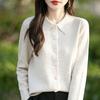 Doll Collar Rhombus Wool Knitted Cardigan Solid Color Versatile Doll Collar Jacket Thin Outer Sweater Top Cardigan