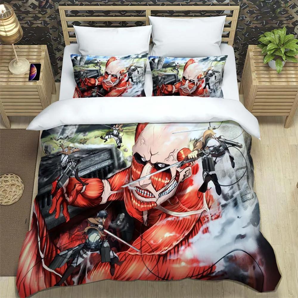 Attack on Titan Sada povlečení z polyesteru s potiskem Povlak na polštář měkký a pohodlný Přizpůsobitelný