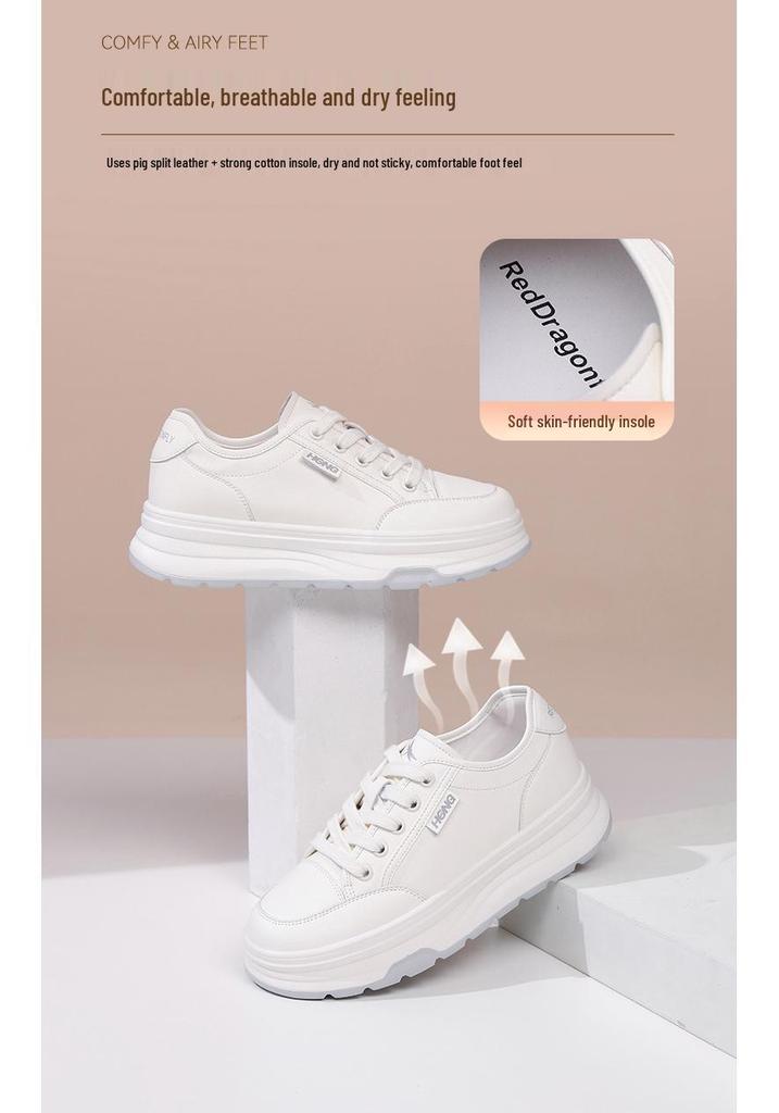 Red Dragonfly Women's White Height-Increasing Casual Sneakers - 2025 Autumn Collection