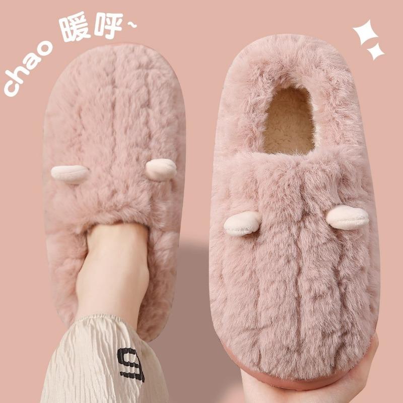 Cotton Slippers Women's Winter New Indoor Home Thick Bottom Non-slip Warm Plush Bag Heel Cotton Shoes Men