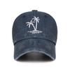 Zhenyueqi Retro Washed Faded Baseball Cap with Coconut Tree Embroidery