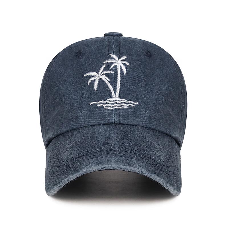 Zhenyueqi Retro Washed Faded Baseball Cap with Coconut Tree Embroidery