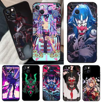 Neon Oni Girl Anime Case For iPhone 13 12 11 14 Pro Max Mini XR X XS MAX 6S 7 8 Plus SE 2020 2022 Phone Cover
