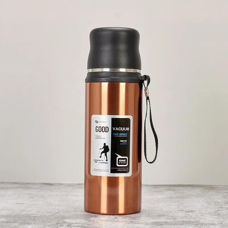 600/800/1000ml Thermos Bottle Stainless Steel Water Bottle with Lid Outdoor Travel Portable Thermal Cup Leakproof Water Cup