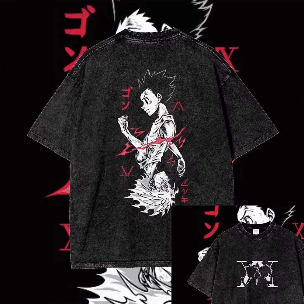 Hunter X Hunter Gon Freecss Phantom Troupe Killua Zoldyck Printed Tshirt Mens and Womens Washed Tshirt High Quality Tshirt L