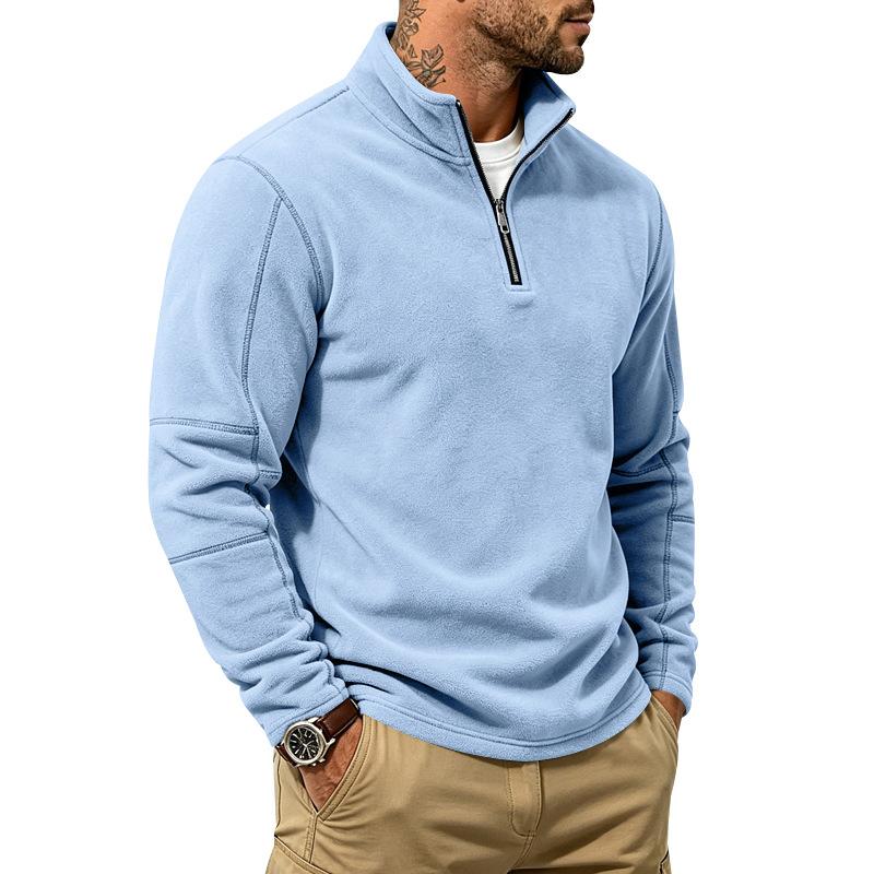 Men S Fleece Stand Collar Half Zip Long Sleeve Casual Sweatshirt