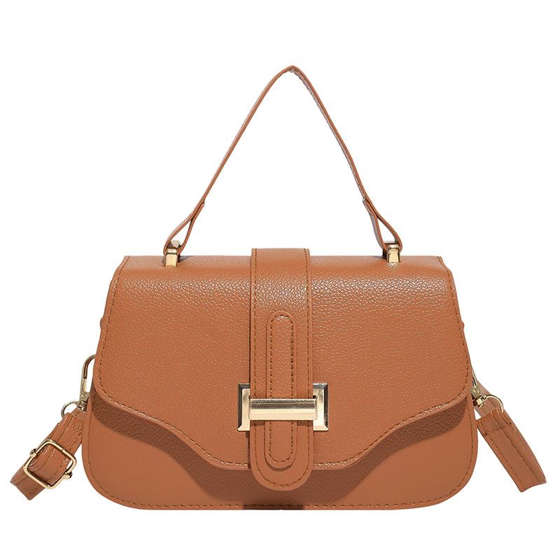 Casual simple fashion new texture solid color retro trend single shoulder portable crossbody small square bag woman