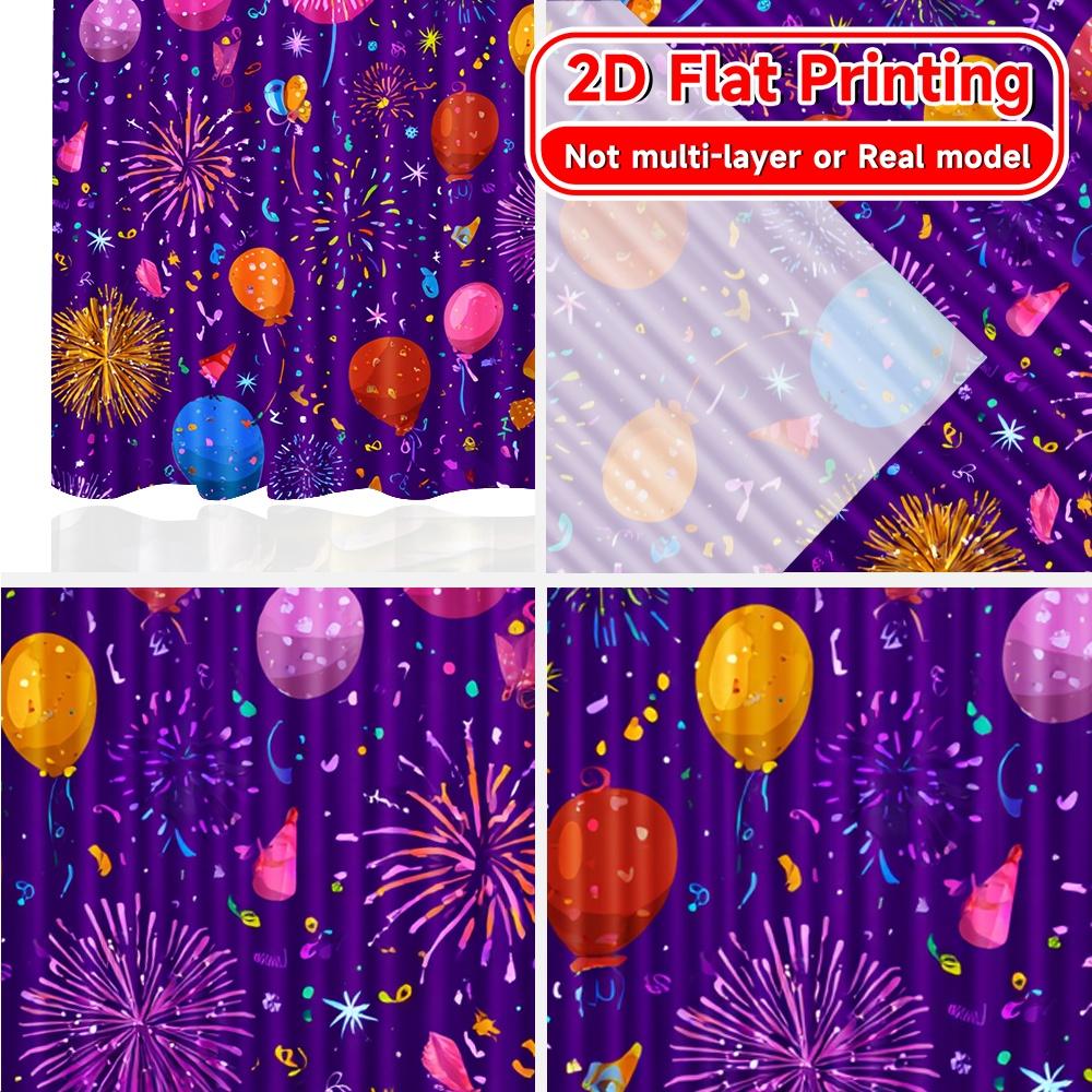2D Flat Printing  2pcs New Year Cheers Print Chic Curtains Versatile 100% Polyester Curtains Thermal Insulation   and Room