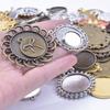 10/20/30pcs Mixed Vintage Alloy Round Blank Settings Base Pendant Metal Cabochon Charms For Jewelry Making Bulk Junk Cases Charm