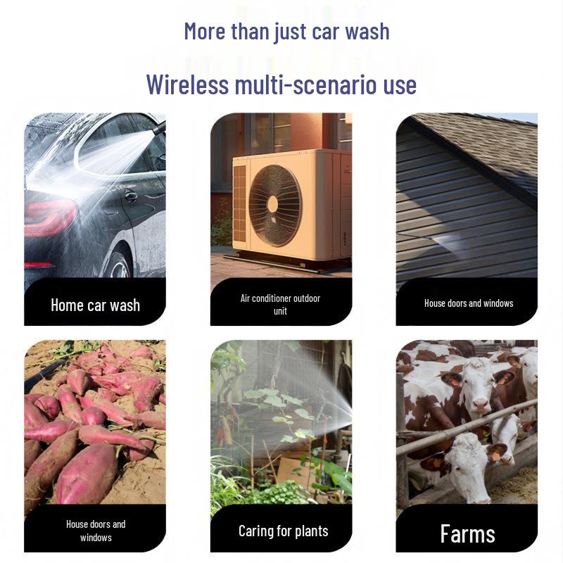Rechargeable Portable High-Pressure Car Wash Spray Gun with Lithium Battery