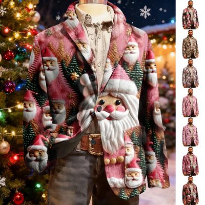 Men's Ugly Christmas Corduroy Warm Pocket Suit Jacket Cardigan Men's Casual Suit