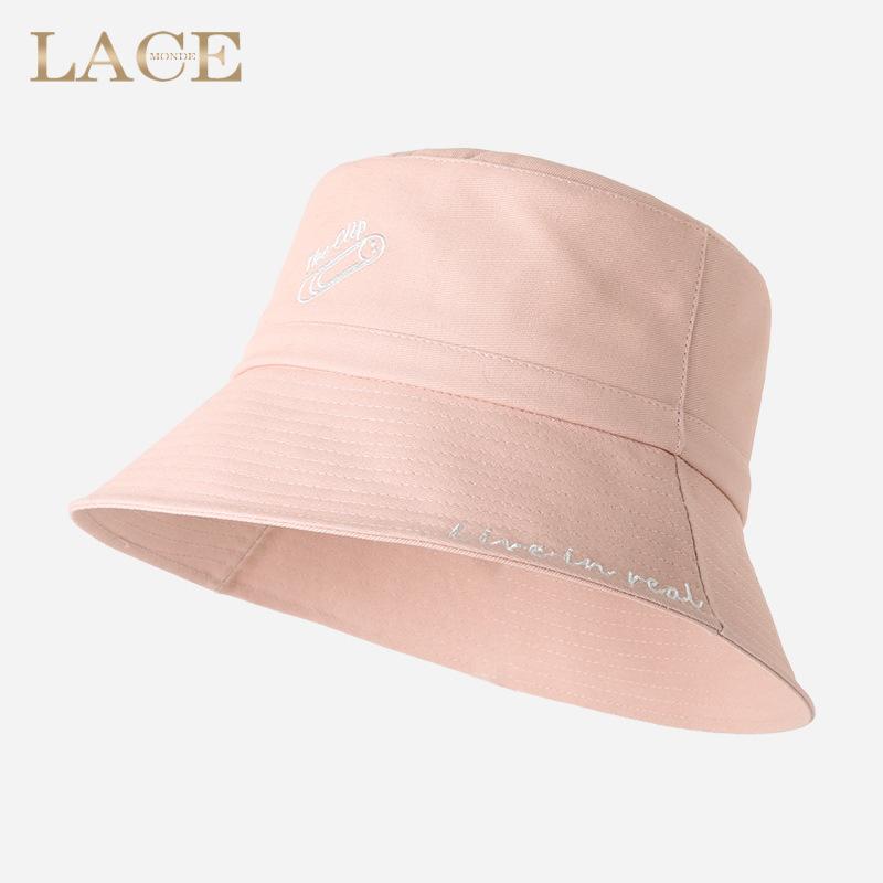 Summer Embroidery Letter Pattern Bucket Hat Fashion Girls Outdoor Sun Beach Fisherman Cap Classic Girly Casual Bob Panama Hat