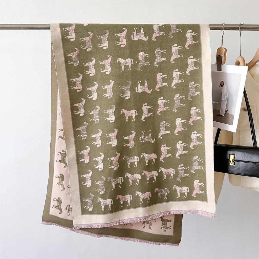 European Style Faux Cashmere Double-Sided Neck Warmer Scarf - Autumn/Winter Versatile, Warm, Cold-Proof, Windproof Shawl