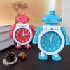 R1622 Cartoon Couple Robot Alarm Clock - Silent Movement, Battery-Operated for Student Bedrooms