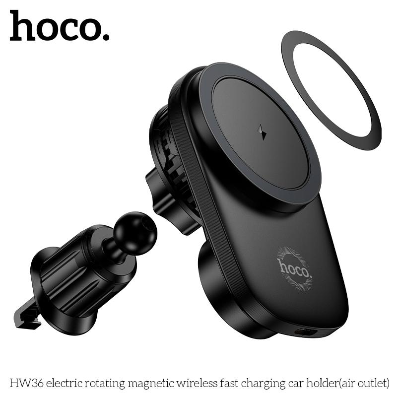 Hoco HW36 15W MagSafe Car Wireless Charger, Electric Rotating Air Vent Phone Mount