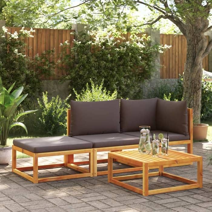 VidaXL Garden Sofa with Cushions 2-seater Acacia Wood and Rope 4008163
