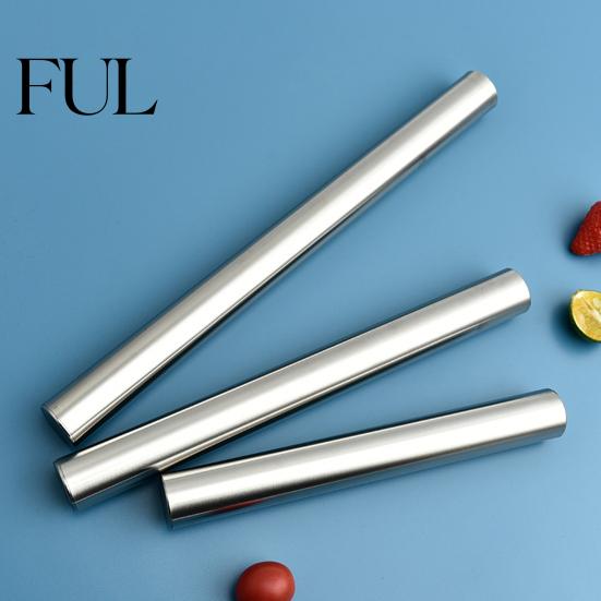 Rolling Pin Dough Reusable Food Grade Not Sticky Polished Long-lasting Labor-saving Stainless Steel Smooth Surface Making Kitchen for Roller