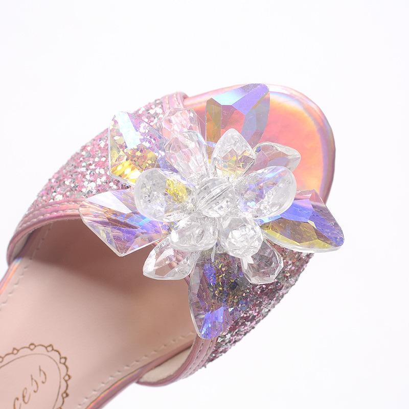 Children's High-heeled Sandals, Fashionable Performance Shoes, Flower Girl Princess Shoes, Catwalk Crystal Shoes