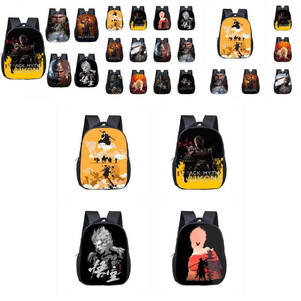 Adorable 2024 Black Myth Wukong Cartoon Backpack For Kids Age 3 To 5 With Breathable Design
