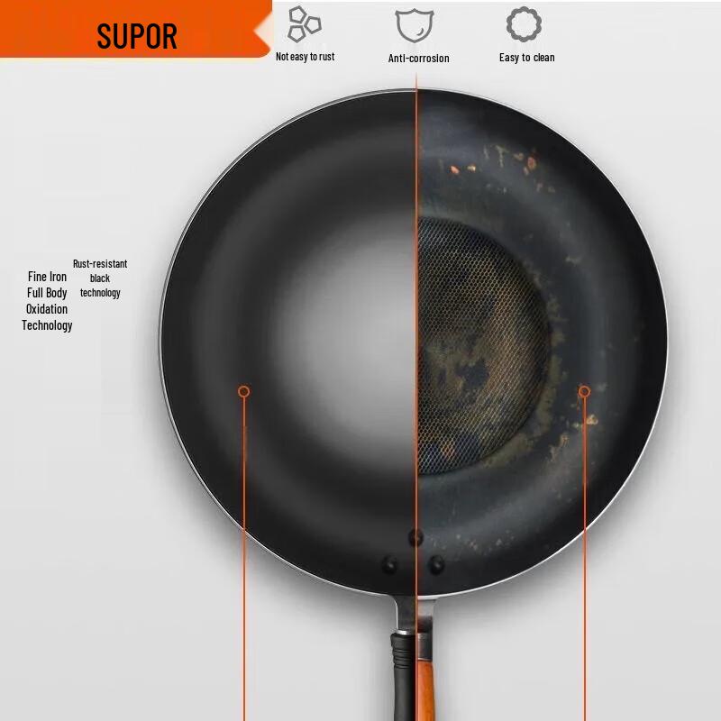 Supor 34cm Non-Coated Cast Iron Wok