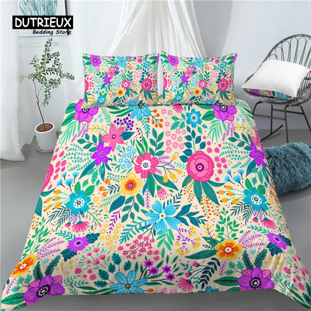 

Роскошный 3D-принт с цветами для дома, 2/3 предмета, удобный пододеяльник, наволочка, постельное белье, размер Queen и King EU/US/AU EU single(135x200cm)