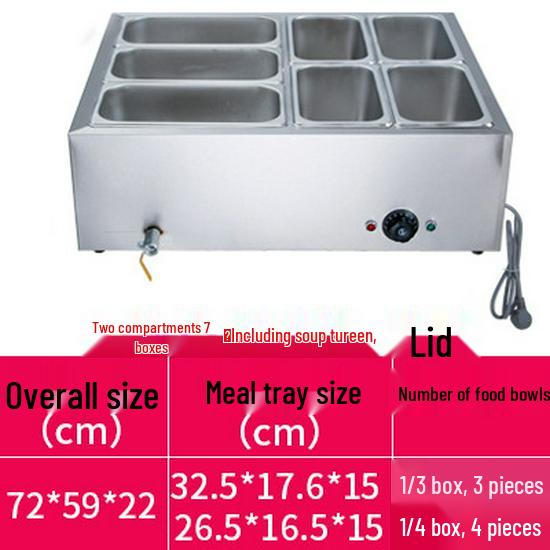 Stainless Steel Electric Food Warming Table - Multi-Functional Countertop Heater for Soups & Dishes.