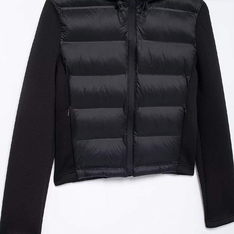 Autumn Winter Women's Flack Front Zipper Jackets Coats Vintage Hooded Neck Long Sleeves Female Lady Jacket