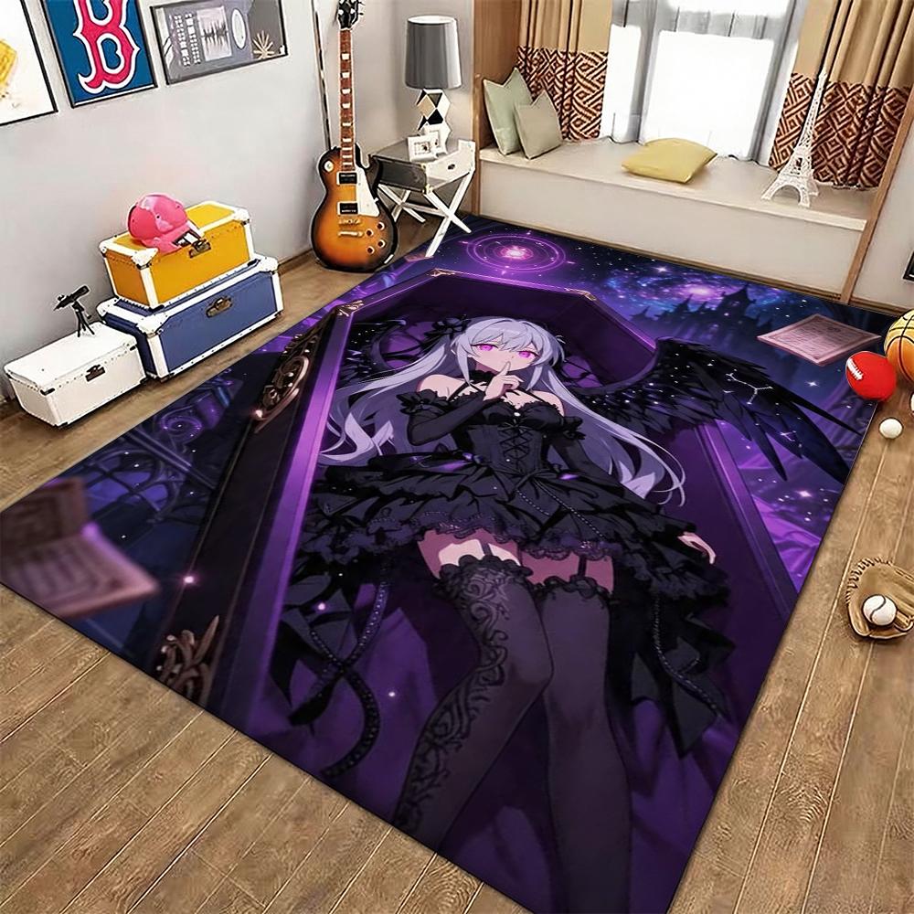 Twin Catgirls Black Lingerie Printed Rug Thick Nonslip Carpet For Gaming Room Study Living Room Home Party Decor Christmas Gift