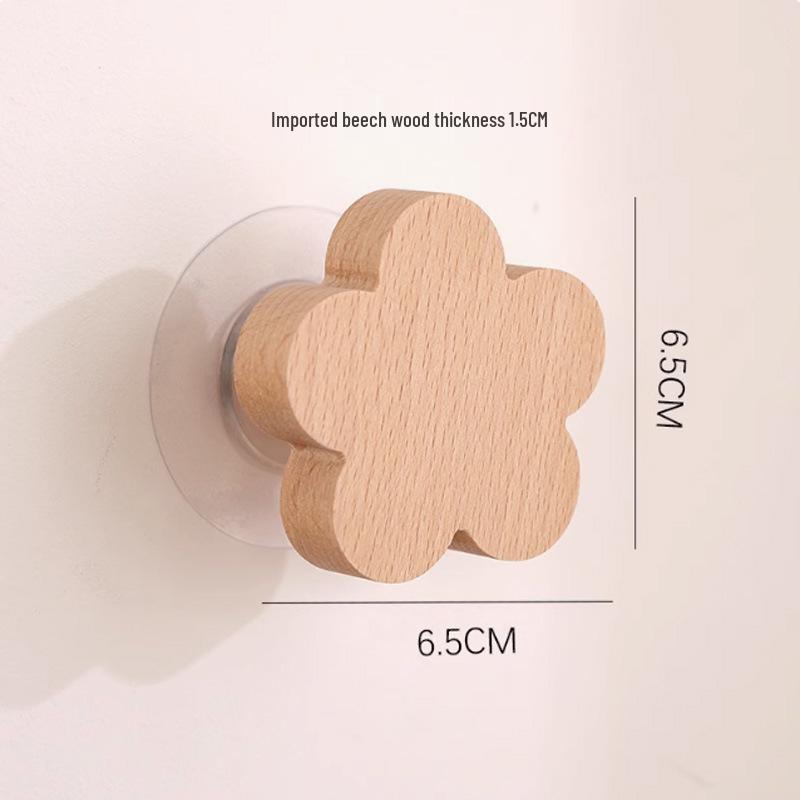 Creative Beech Wood Adhesive Hooks – Funny Animal Design Coat & Hat Hooks for Behind-the-Door Use