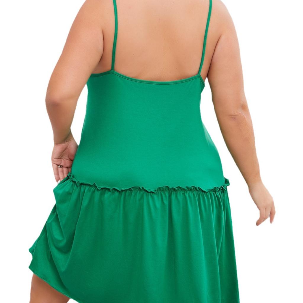 Sommer neu Übergröße XL-5XL einfarbig Ärmellos Damen Träger Nachthemd Sexy V-Ausschnitt Nachtwäsche Weiblich grün Nachtwäsche Homewear Kleidung