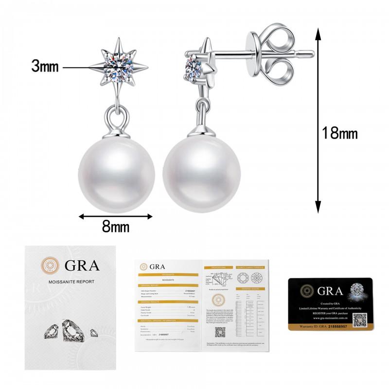 Star-Shaped Moissanite Bead Stud Earrings Sterling Fashion Lightweight Luxury Womens Jewelry 925 Sterling Silver