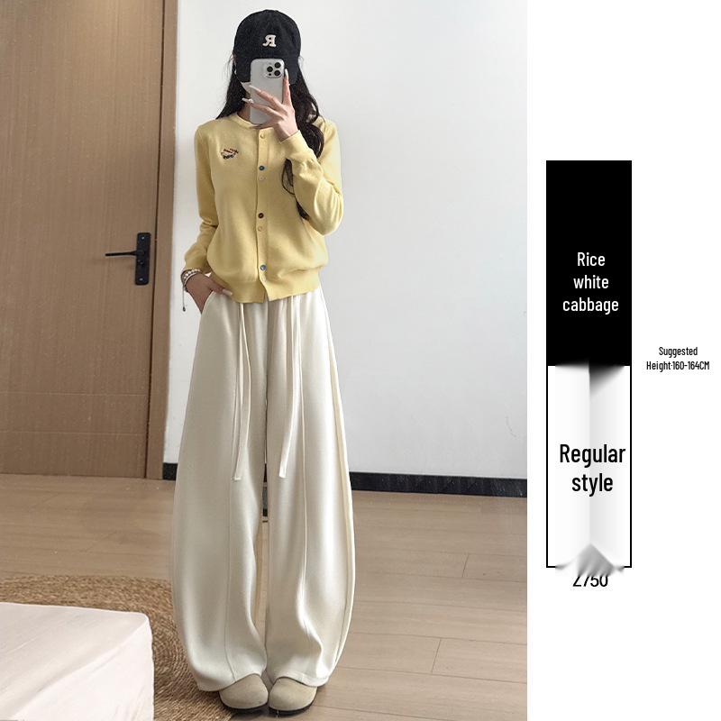 

Женские флисовые ретро брюки-шаровары: Осень/Зима 2025, Свободные брюки с высокой талией и широкими штанинами из шенилла со стройнящей драпировкой. M (45-52kg)