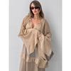 Khaki Spring-Summer New Ruffle Dress Fashion Sun-Protective Long Dress For Women