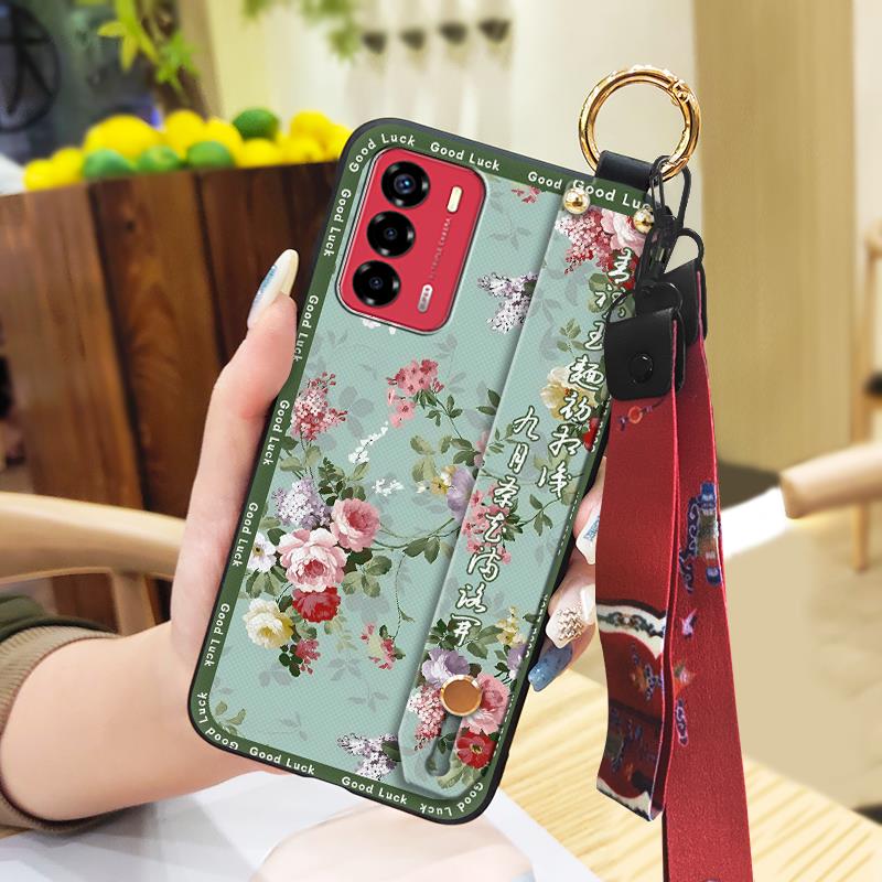 Elderly lady Durable Phone Case For ZTE Blade V40 Vita/A72 Wrist Strap Wristband For Mom Silicone Fashion Dirt-resistant