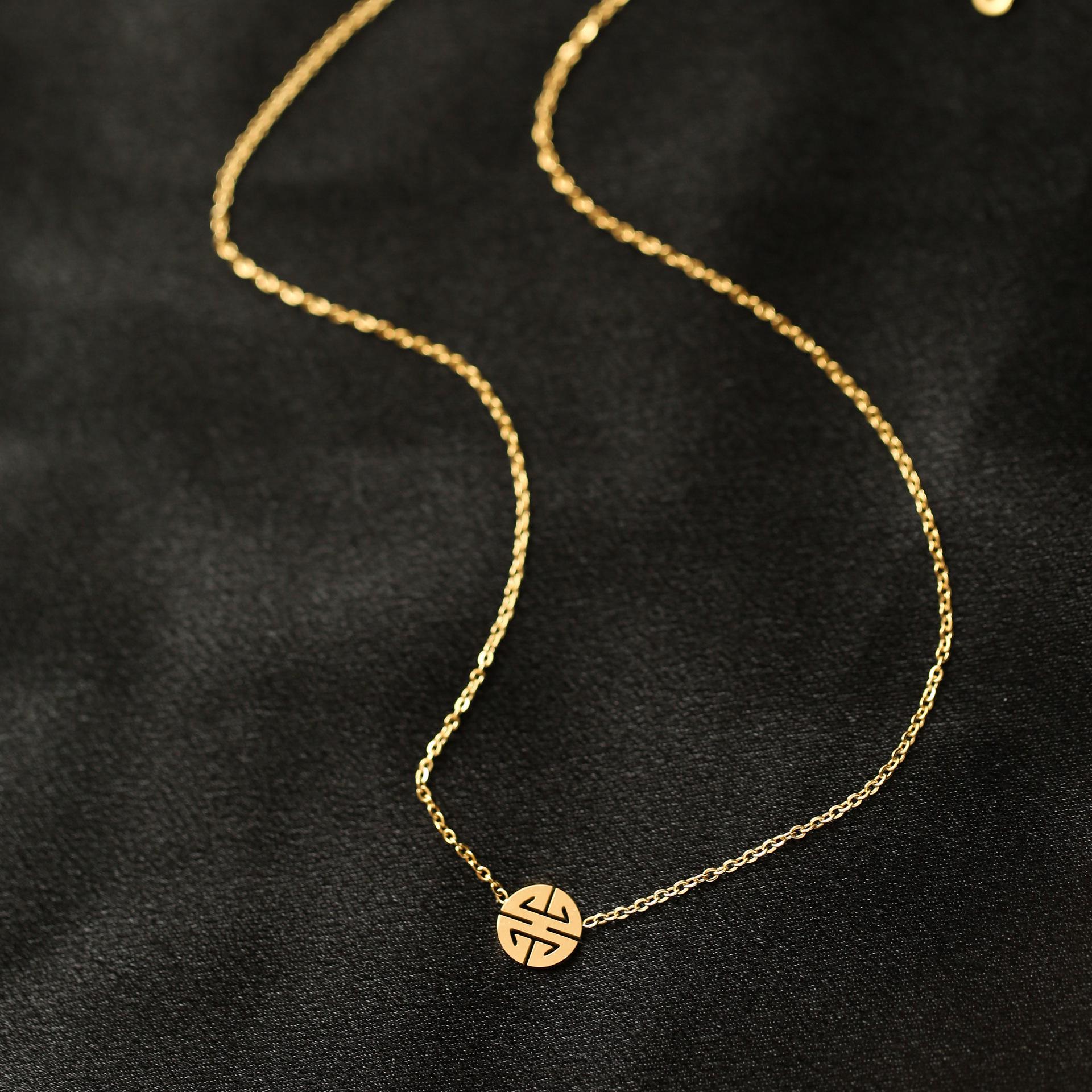 

Стильная круглая подвеска-ожерелье из титановой стали цвета розового золота с иероглифами «Двойное счастье» и «Удача» для женщин. Gold Anklet