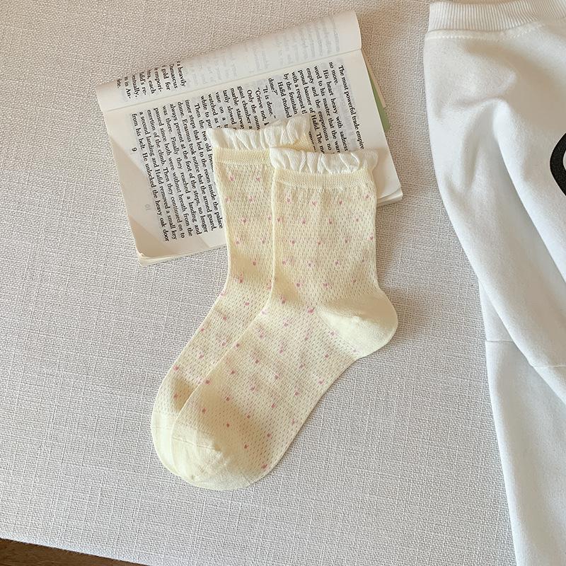 Women's New Summer Thin Simple All Build Mesh Tube Stack Socks