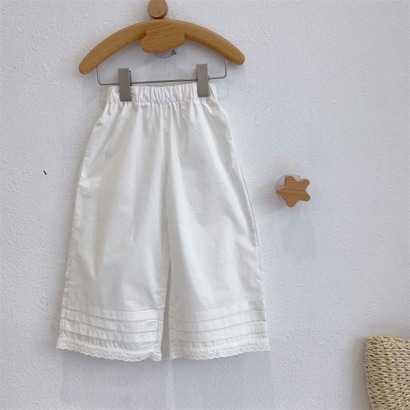 

Stylish Summer Two Piece Set For Girls With Trendy Blue Flutter Sleeve Top And White Wide Leg Pants StyleC,90