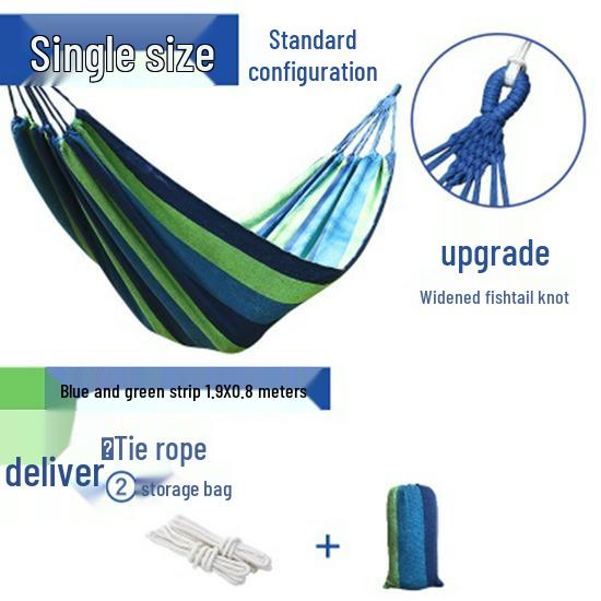 Outdoor Double-Thick Canvas Hammock with Bent Wood Design and Anti-Rollover Feature