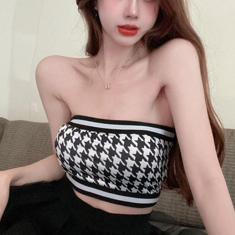 Summer Slim Fit Cotton Plaid Crop Top With Splicing Design For Women