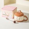 Cute Girl Cartoon Chubby Ceramic Mug with Lid Mobile Phone Stand Cup Birthday Gift Water Cup Souvenir